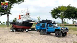 RC Car TOYOTA LC70 (BRX01) Killerbody 1/10 | TugBoat Wljsmuller Amsterdam | Boat Trailer (RC4WD)