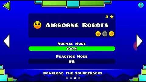 Geometry dash meltdown airbore robots complete 3 stars/coins