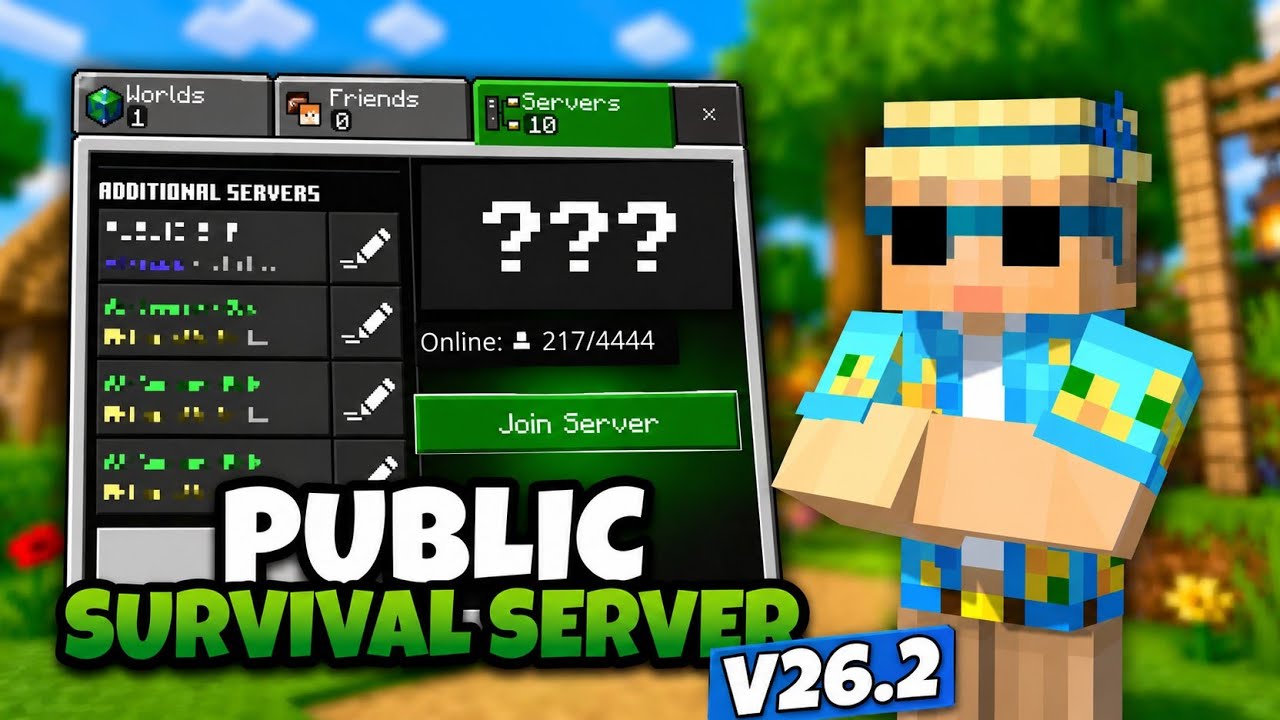 New Minecraft Public Survival Server | 26.2 Minecraft Public Server For ...