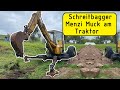 Der Schreitbagger Menzi Muck wird in den Wald gebracht, wir werden einen Weg baggern