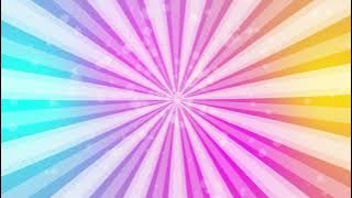Rainbow background video : Colorful sunburst with particles
