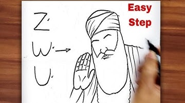 ZWU turns into Gurunanak Devji Drawing  // Easy  Drawing | guru Nanak jayanti drawing