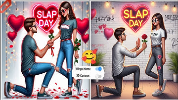 How to create Ai 3d Image Happy Slap day  Bing image creator | Couple T Shirt Name editing | Slapday