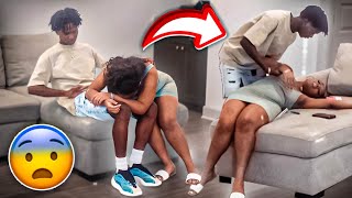 Starting An Argument Then Passing Out Into My Boyfriend's Arm Prank!  *Cute Reaction*