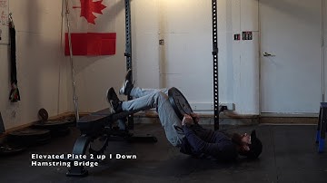 Elevated Plate 2 Up 1 Down Hamstring Bridge