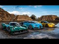 Forza horizon 5 drag race aston martin valkyrie vs bugatti chiron vs hennessey venom gt