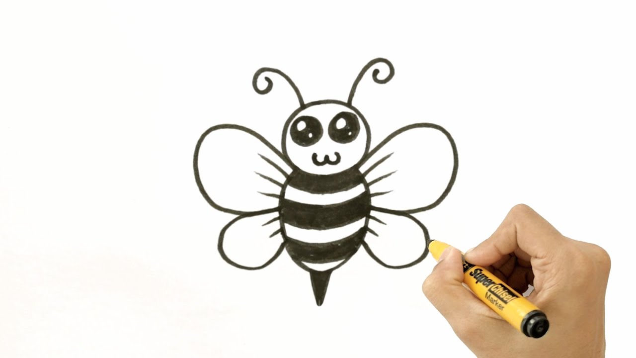 Glitter Cute Honey Bee Drawing Step By Step Easy - Glitter Bumble bee  drawing for kids #DoodleTV - YouTube