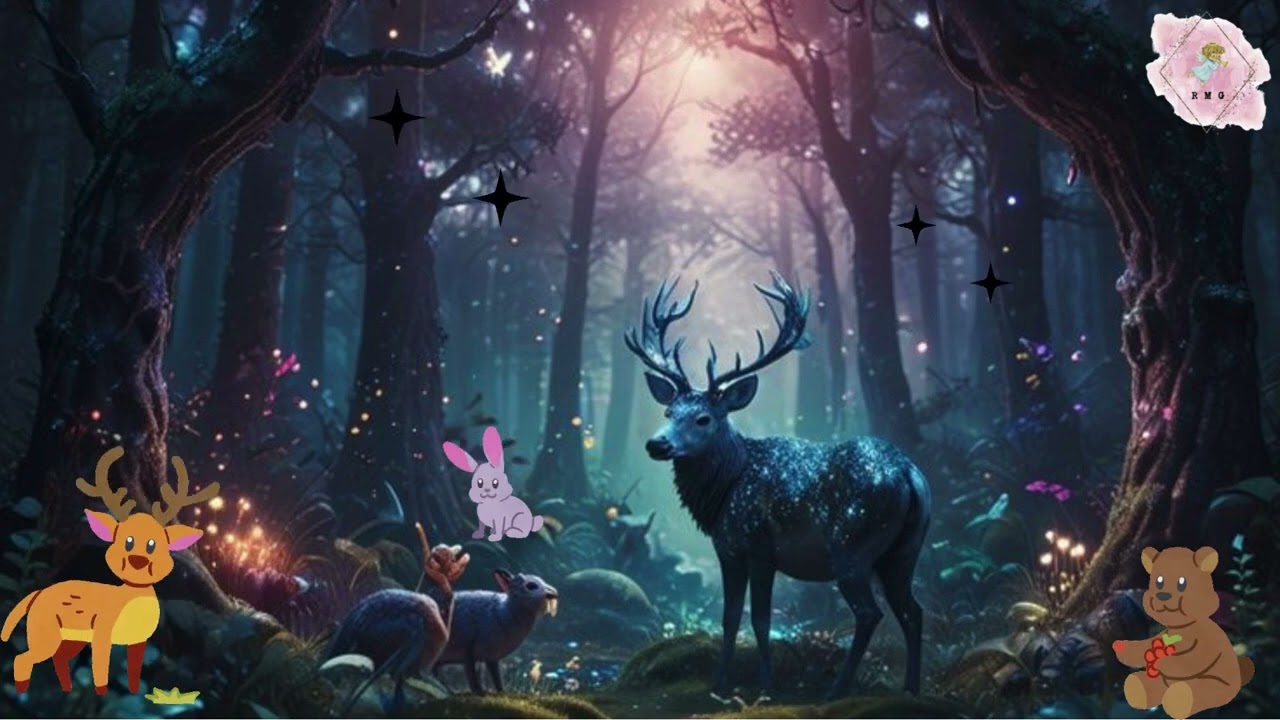 Enchanted Forest Retreat: Deer, Bear, and Rabbit in a Magical Woodland