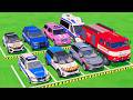 VUS GAME - TRANSPORTING POLICE CARS, FIRE DEPARTMENT, AMBULANCE VEHICLES WITH TRUCKS - FS22 #504