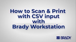 Brady Workstation: How to Scan & Print with CSV input