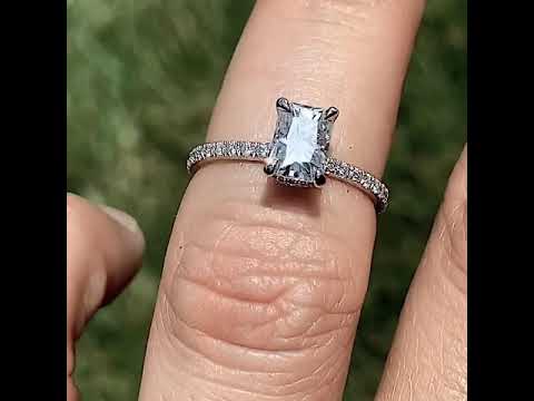 Home Try On Style eng009-2mm-em with 2.5ct Radiant Center ring video