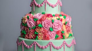 How to Make a Loaded Piped Floral Cake- Rosie's Dessert Spot