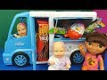Comprinhas e Surpresas Trailer Frozen Com Dora e Mini Miudinha Tia Fla Kids