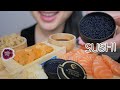 SUSHI ASMR *UNI, Black Diamond Caviar with FRESH Salmon Sashimi *NO Talking Eating Sounds | N.E