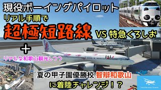 【現実にはあり得ない超極短路線】リアル手順でJR特急くろしおと対決します！南紀白浜空港ー関西国際空港★景色が本当も本当にリアルです！★和歌山観光付き★現役ボーイングパイロット【MSFS2020】