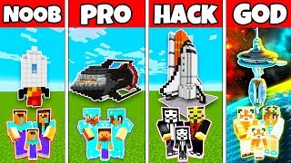 Minecraft: FAMILY SPACESHIP BUILD CHALLENGE CHALLENGE - NOOB vs PRO vs HACKER vs GOD in Minecraft
