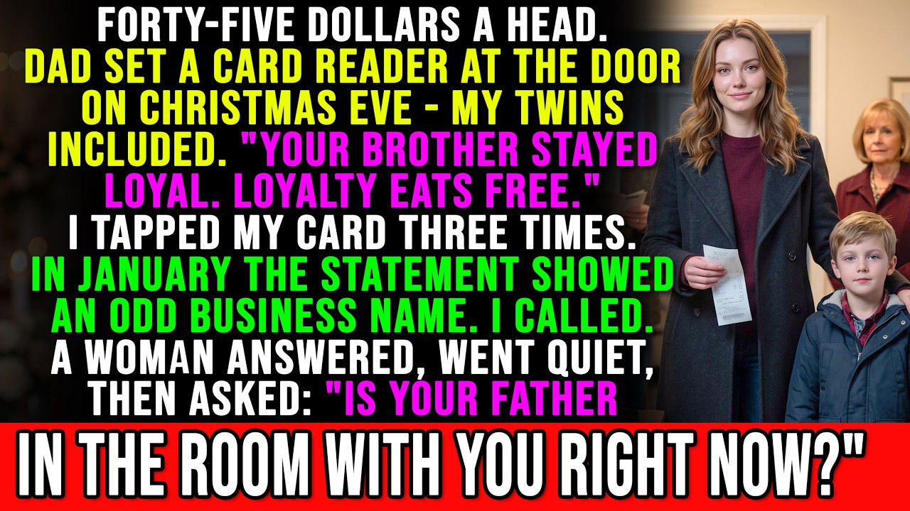 La vigilia di Natale, mio padre ha fatto scorrere la mia carta di debito tre volte sulla sua porta di casa, leggendo ogni addebito ad alta voce: 45 dollari per me, 45 per mia figlia, 45 per mio...