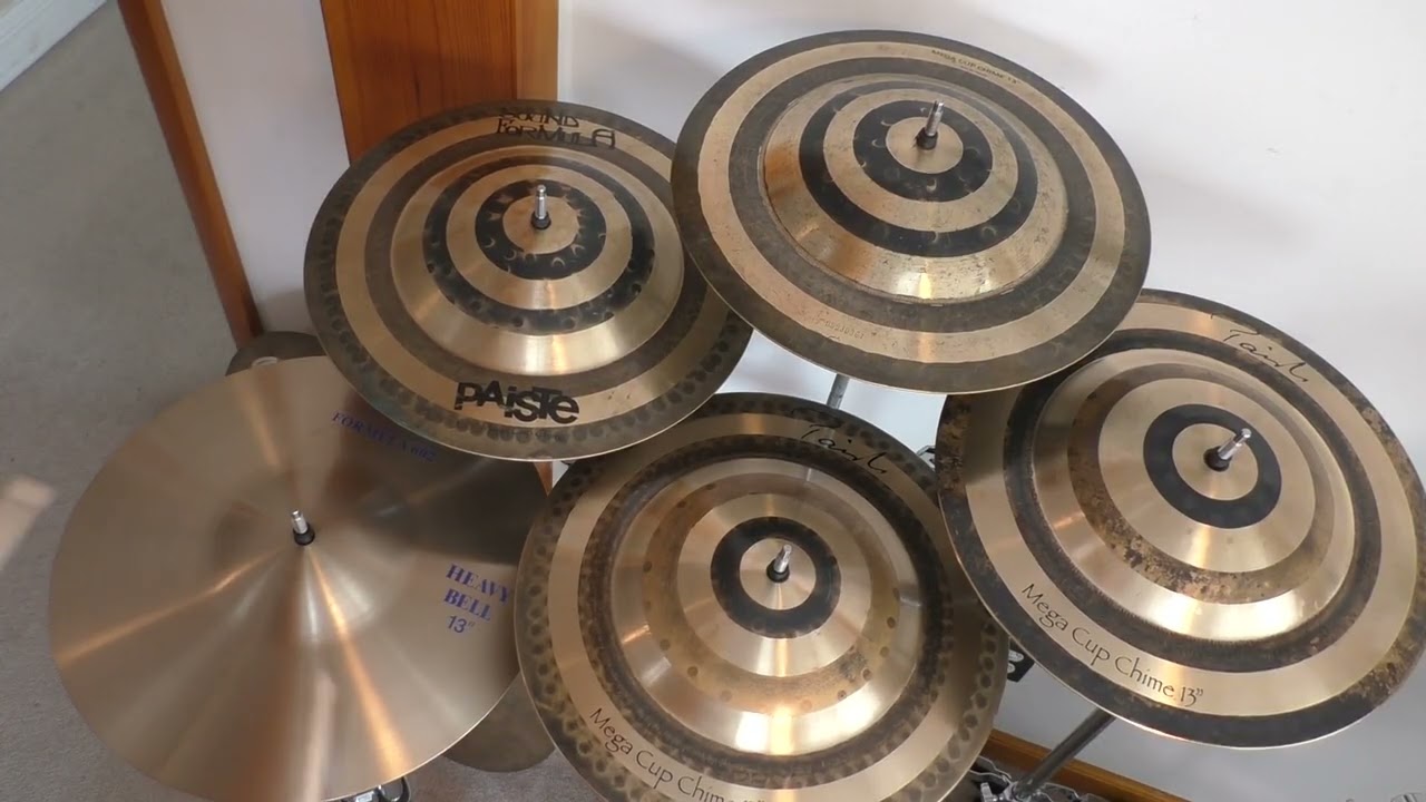 4 Paiste Mega Cup Chimes (Sound Formula, Exotic Percussion, Signature) and Heavy Bell Formula 602