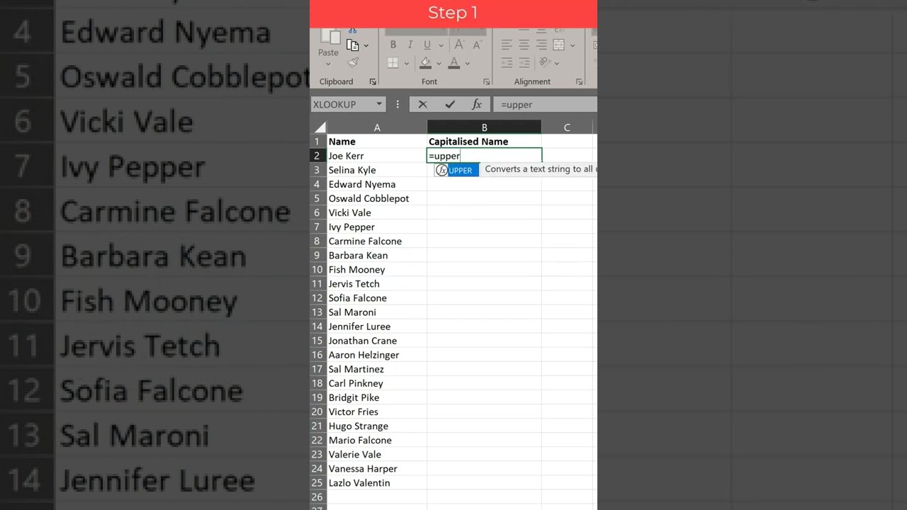 How To Convert Text Upper Case In Excel Shorts