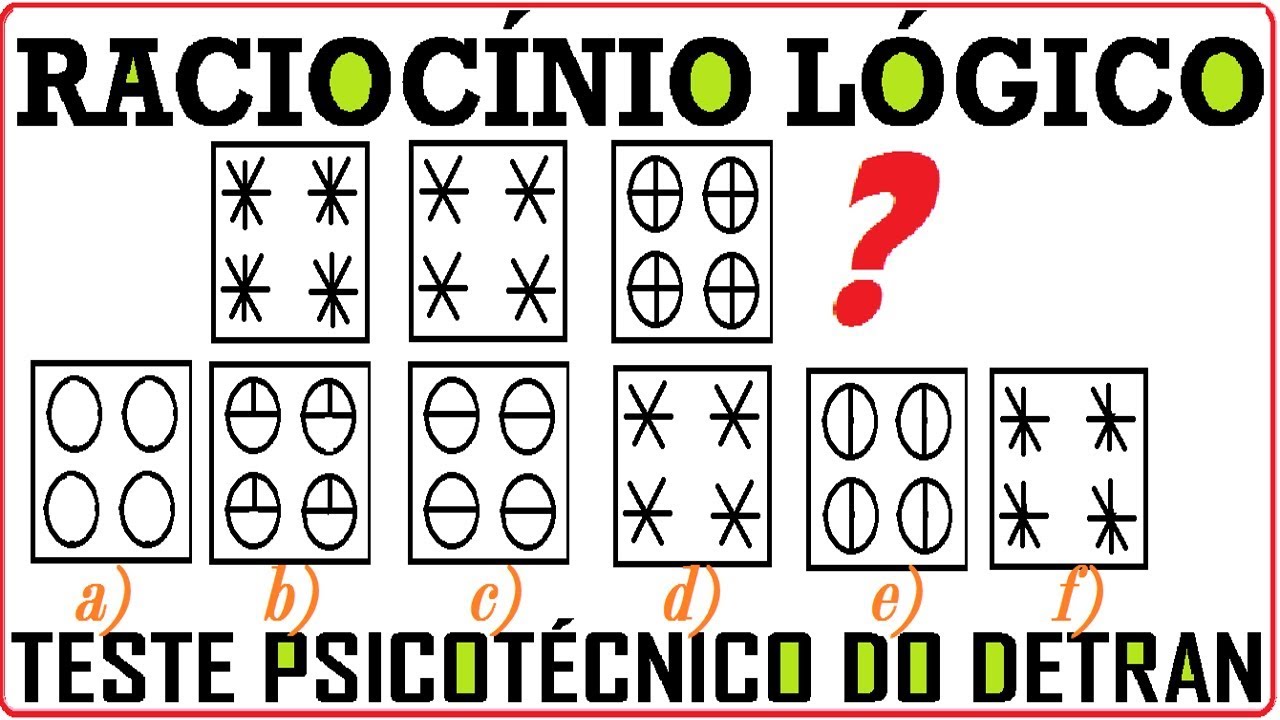 Raciocínio Lógico com figuras e imagens Teste psicotécnico QI Quociente  Inteligência Detran Concurso - Lógica I