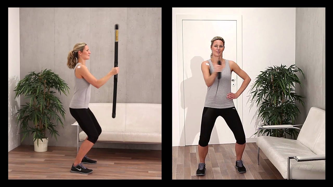 Shoulder Rehab One Arm Vertically in Front of Body with Swing Bar