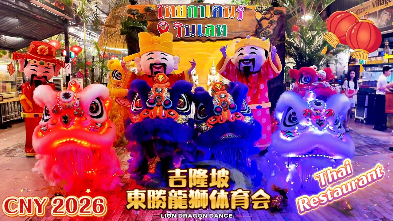 🔥4狮极限表演 火力全开！LED Lion Dance 狂踩地青💥Thai Restaurant沸腾！