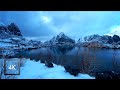 Morning Snowfall Walk in Reine, Lofoten, Norway 4k