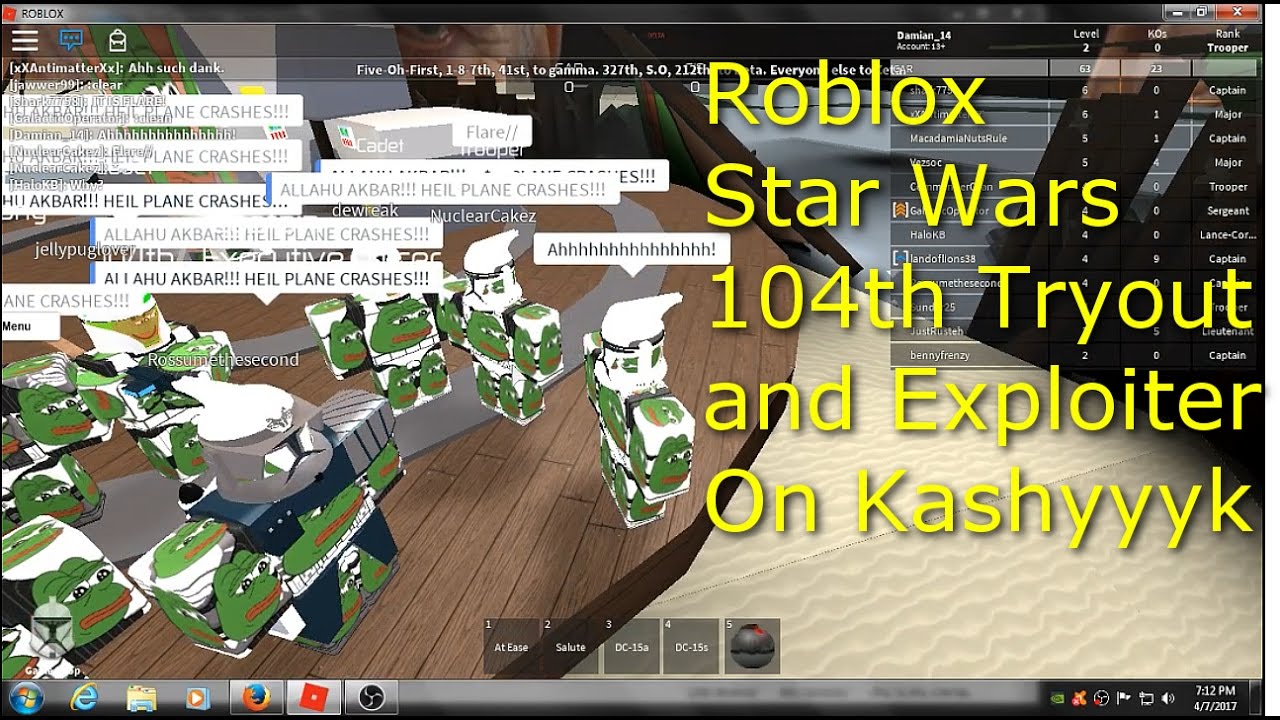 Roblox Star Wars Car 104th Tryout And Exploiter On Kashyyyk Youtube - roblox star wars yt