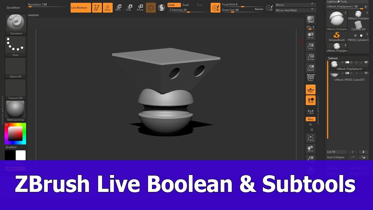 live boolian creates holes zbrush