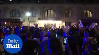 Protestors and Trump supporters face-off outside Tulsa rally
