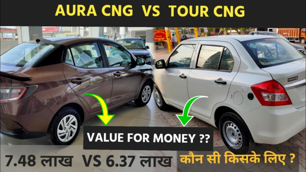 Hyundai aura cng 2021 vs Maruti Dzire tour s cng  on road price