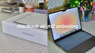 macbook air m2 (space gray) unboxing 📦 | aesthetic setup 🏵️ customizing & accessories