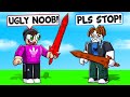 I Pretend to be a NOOB and 4v1'd TOXIC PROS! (Roblox Bedwars)