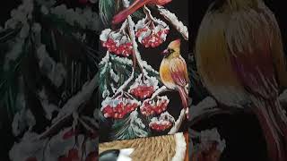 Чувствуешь? 🌲 #Art #Painting #Shortvideo #Oilpastel #Artist  #Arts  #Новыйгод #Shorts #Cardinals