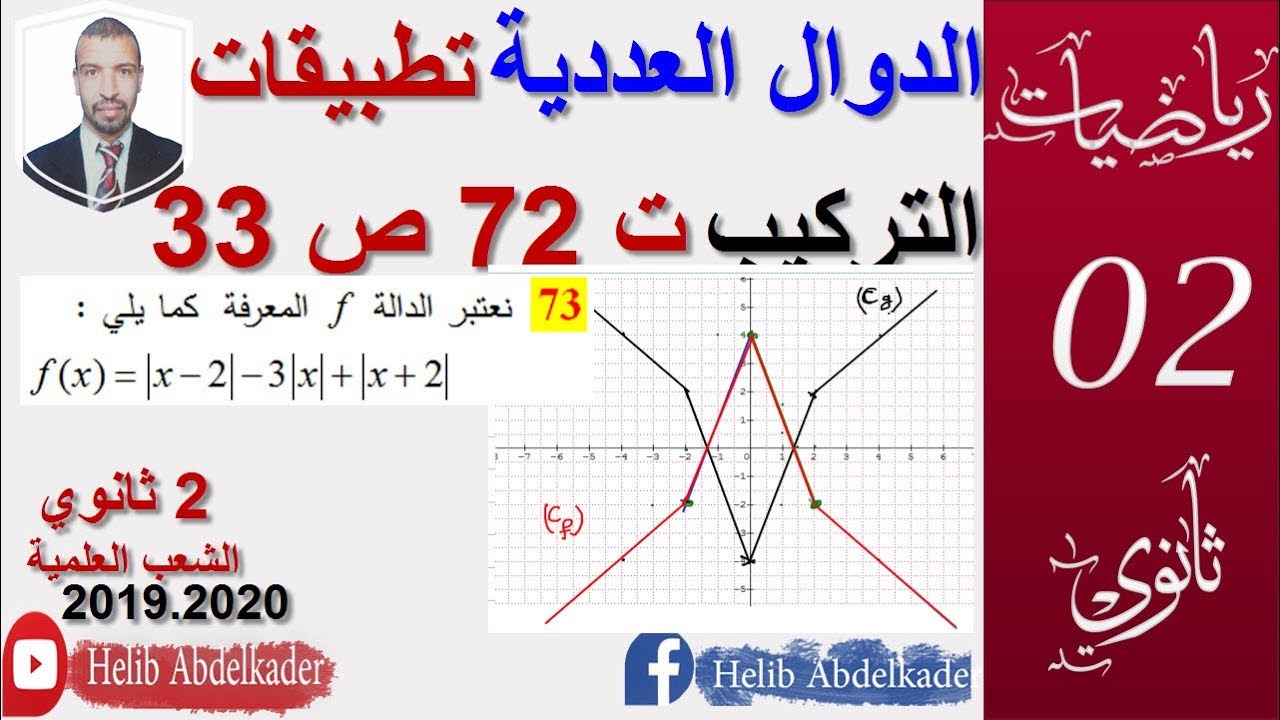تمرين 72. 73 صفحة 33 ( تركيب الدوال ، دوال القيمة المطلقة) ( ثانية ثانوي.كل الشعب العلمية)