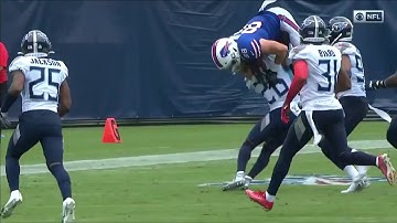 Dawson Knox Gets Hit In The Groin Attempting To Hurdle A Defender