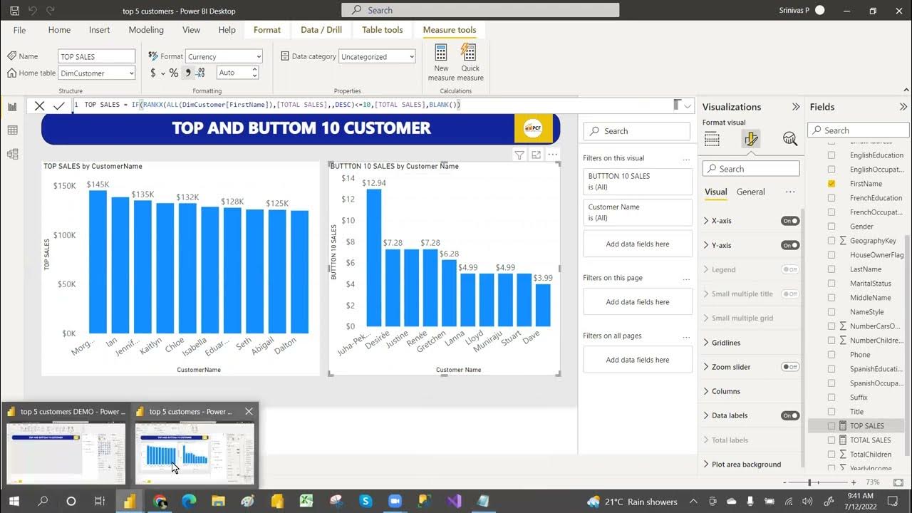 top-and-bottom-10-customer-in-power-bi-rank-function-in-dax-youtube