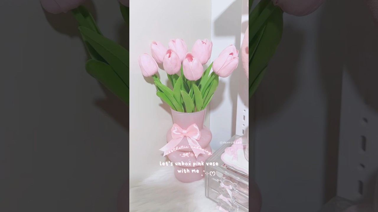 let’s unbox pink aesthetic vase with me ~ 