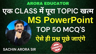 MS PowerPoint MCQ's | Complete in One Video | Computer By Sachin Sir | Arora Educator screenshot 5