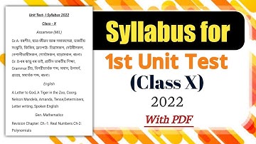 Syllabus of 1st Unit Test for Class X | 2022| HSLC 2023 | You can learn