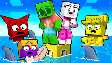 Surviving on a SPRUNKI RETAKE LUCKY BLOCK RAFT in Minecraft!