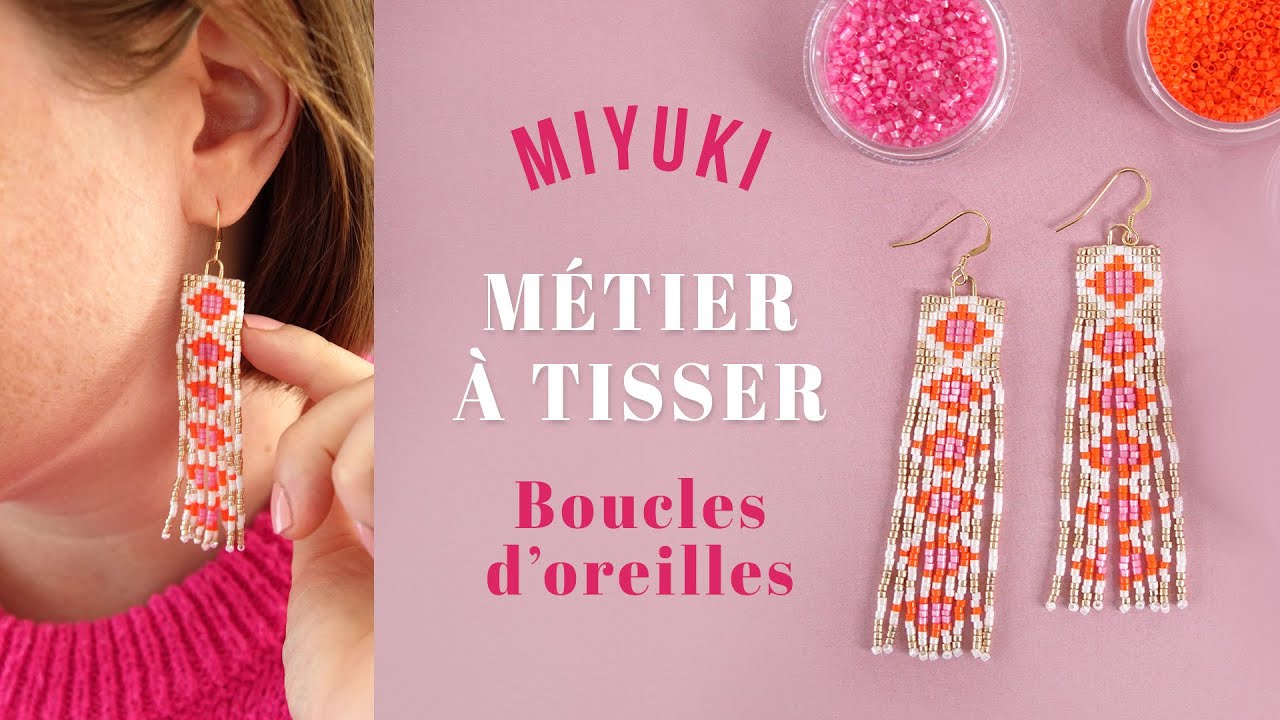 Tuto Boucles d'oreilles au Métier à Tisser des perles Miyuki Delica 11/0