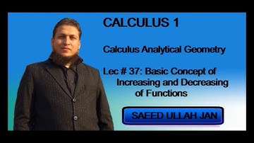 Calculus 1 CAG Lec# 37 Basic Concept of Increasing and Decreasing Functions in Urdu