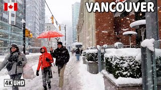 【4K】❄❄❄ EXTREME SNOWSTORM in Downtown Vancouver BC, Canada 2024.