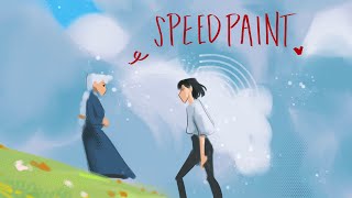 HOWL’S MOVING CASTLE SPEED PAINT- Studio Ghibli digital art process video