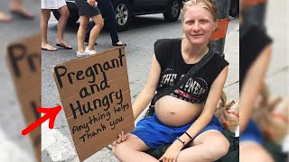 Pregnant Beggar Asked For Help – But Then A Woman Follows Her And Sees This