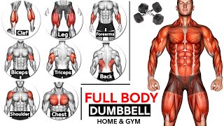 Full Body HOME Dumbbell  WORKOUT (squats, chest ,triceps, biceps , back, shoulder, wrist, Calves  )