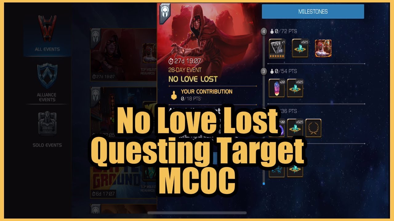 No Love Lost Solo Event Questing Target MCOC