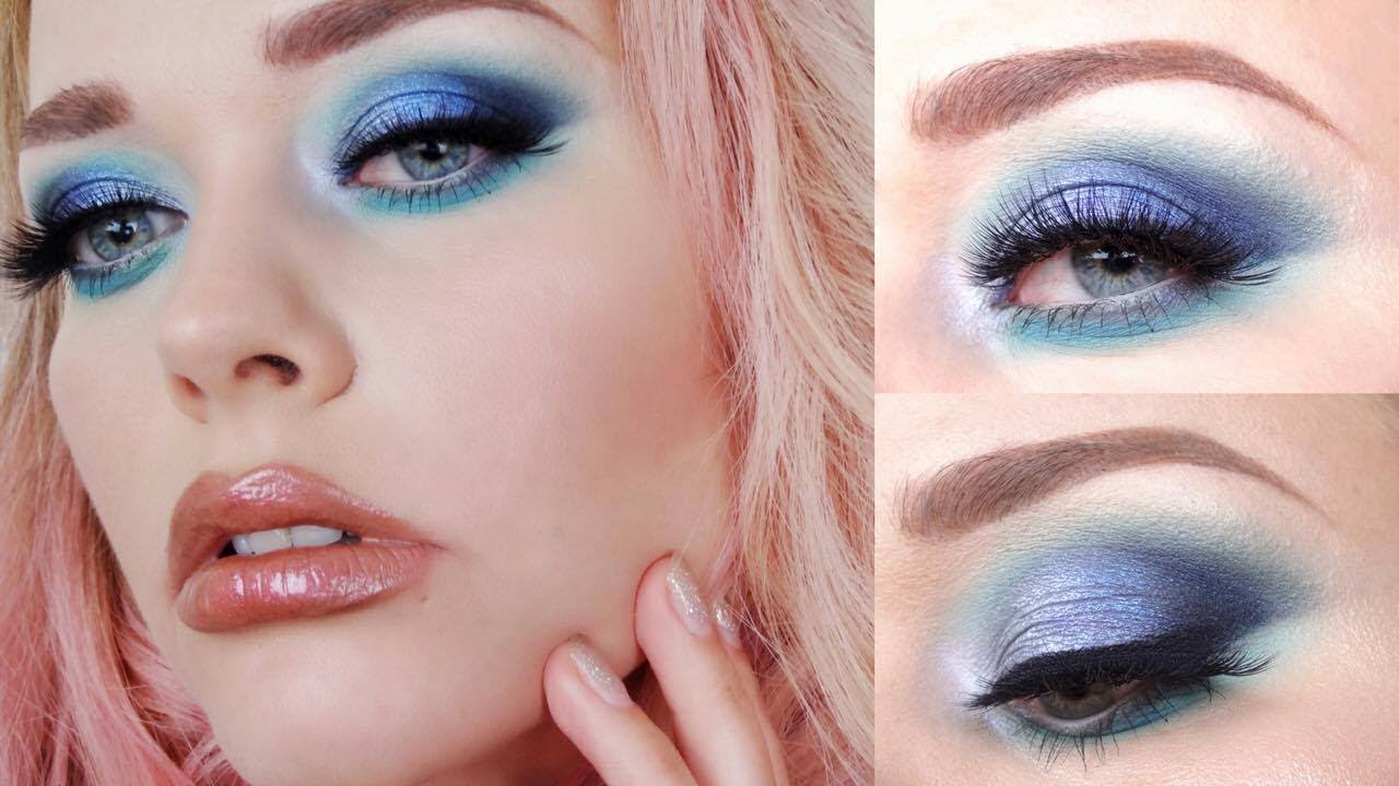 Blue Eye Makeup Tutorial Full Face YouTube