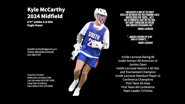 Kyle McCarthy Midfield 2024 (Video 1 of 2 Offense ...